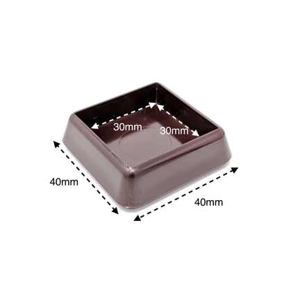 30x30mm Brown Square Furniture Leg Cups Floor Carpet Protector - Made in Germany - Keay Vital Parts