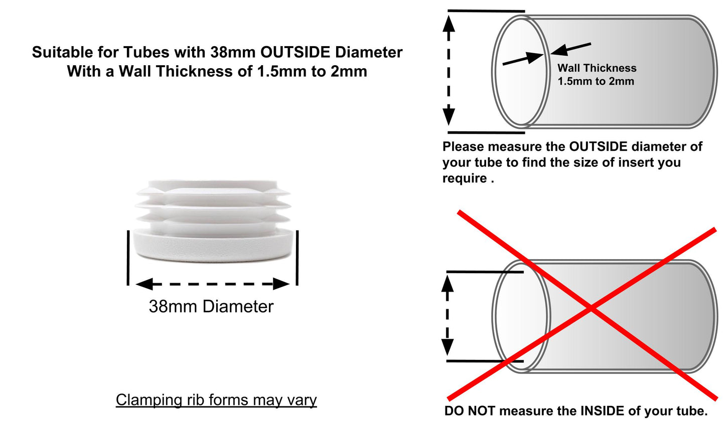 Round Tube Inserts 38mm White | Made in Germany | Keay Vital Parts - Keay Vital Parts