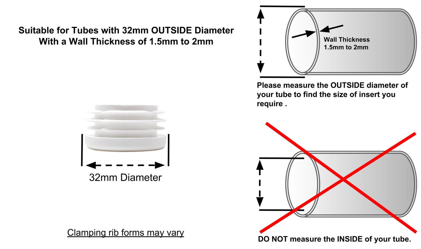 Round Tube Inserts 32mm White | Made in Germany | Keay Vital Parts - Keay Vital Parts