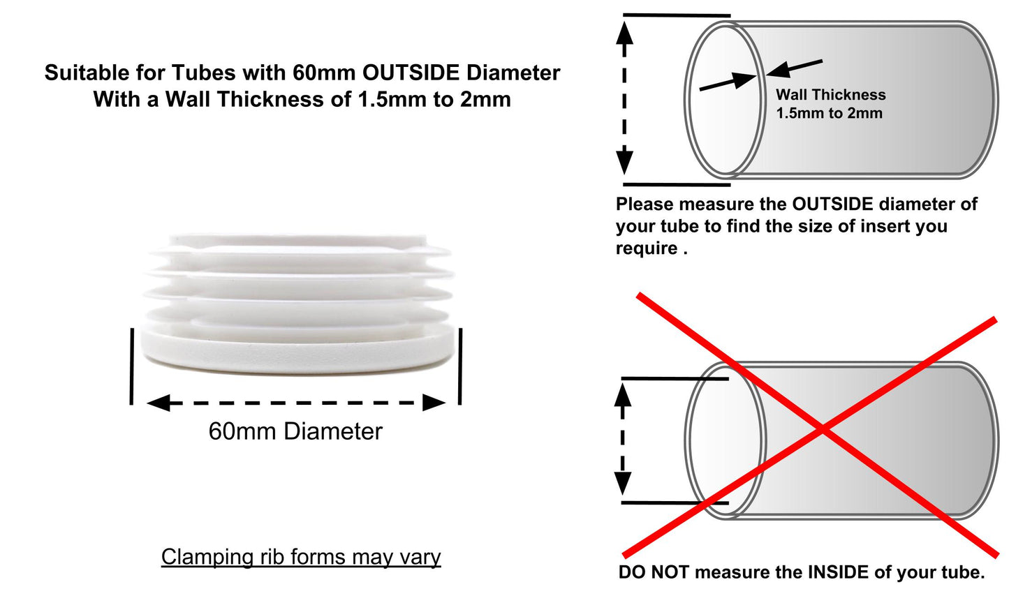 Round Tube Inserts 60mm White | Made in Germany | Keay Vital Parts - Keay Vital Parts