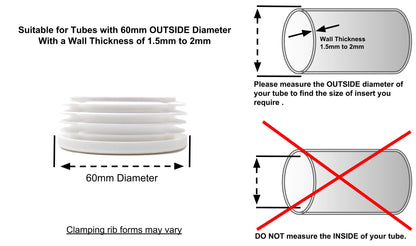 Round Tube Inserts 60mm White | Made in Germany | Keay Vital Parts - Keay Vital Parts