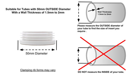 Round Tube Inserts 50mm White | Made in Germany | Keay Vital Parts - Keay Vital Parts
