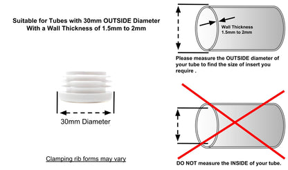 Round Tube Inserts 30mm White | Made in Germany | Keay Vital Parts - Keay Vital Parts