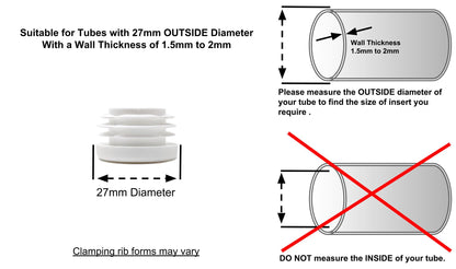Round Tube Inserts 27mm White | Made in Germany | Keay Vital Parts - Keay Vital Parts