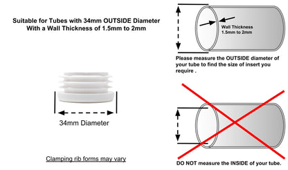 Round Tube Inserts 34mm White | Made in Germany | Keay Vital Parts - Keay Vital Parts