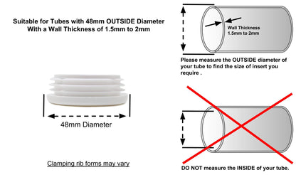 Round Tube Inserts 48mm White | Made in Germany | Keay Vital Parts - Keay Vital Parts