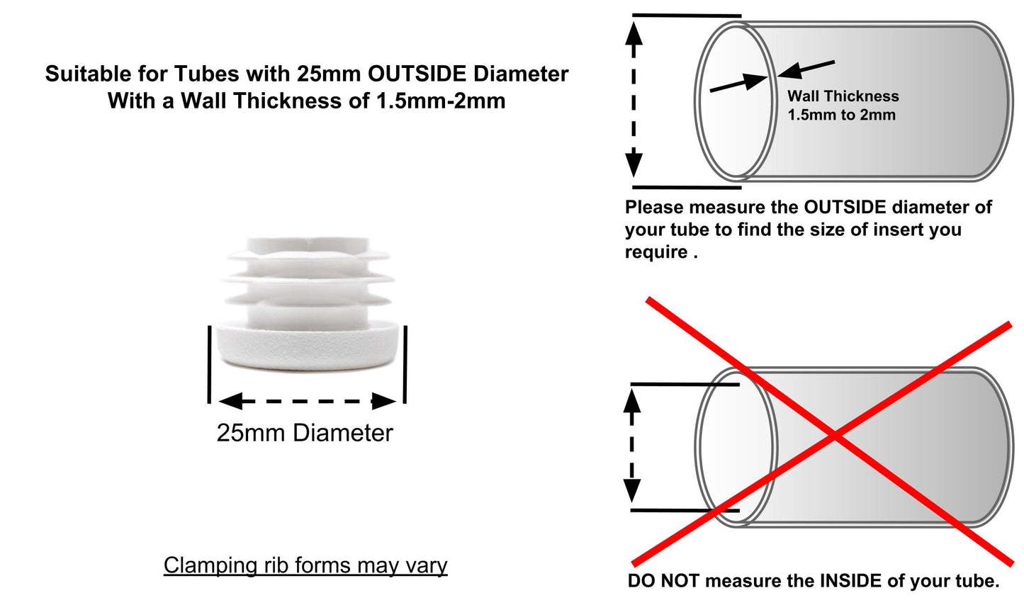 Round Tube Inserts 25mm White | Made in Germany | Keay Vital Parts - Keay Vital Parts