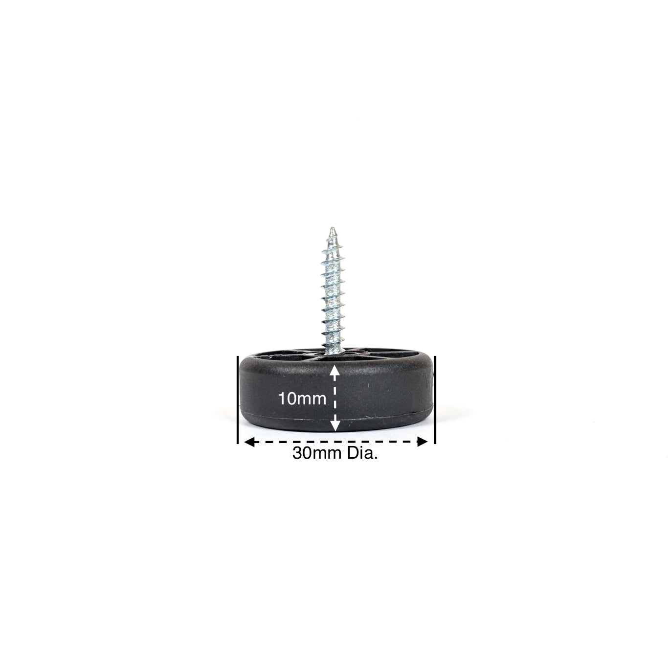 30mm Black Plastic Screw in Glides - Made in Germany - Keay Vital Parts