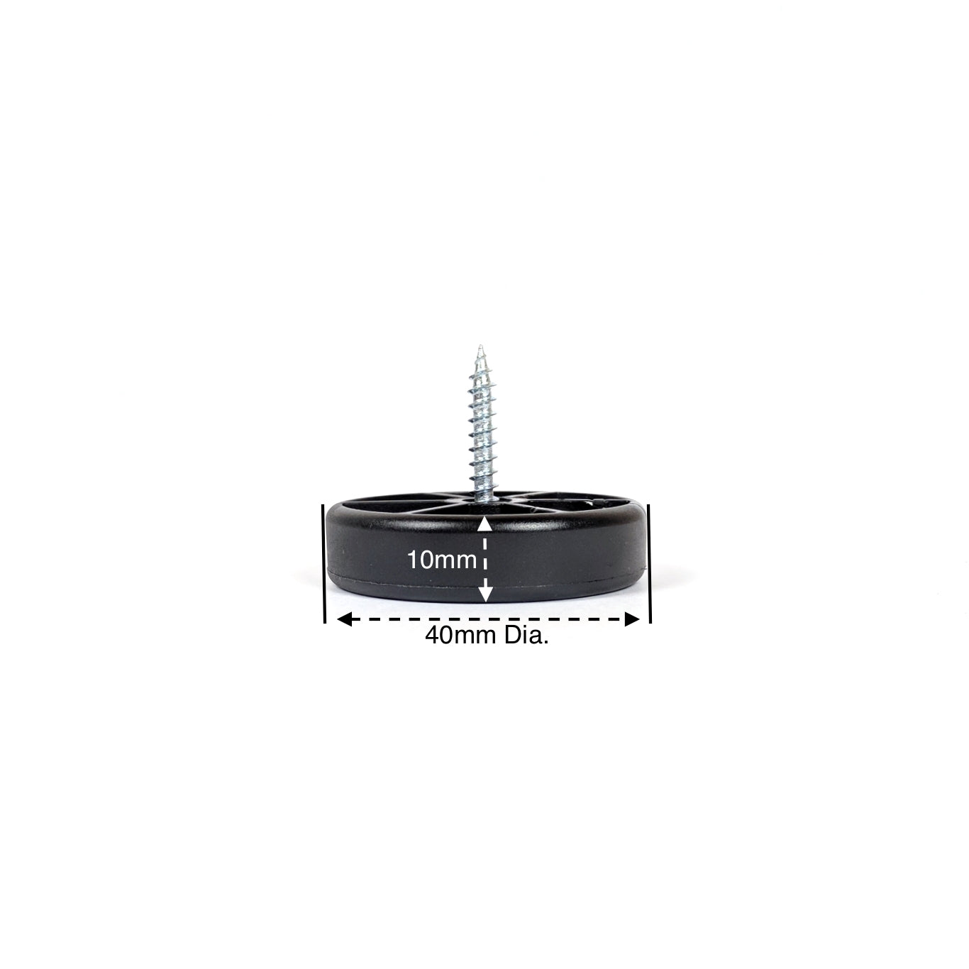 40mm Black Plastic Screw in Glides - Made in Germany - Keay Vital Parts