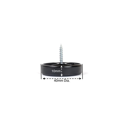 40mm Black Plastic Screw in Glides - Made in Germany - Keay Vital Parts