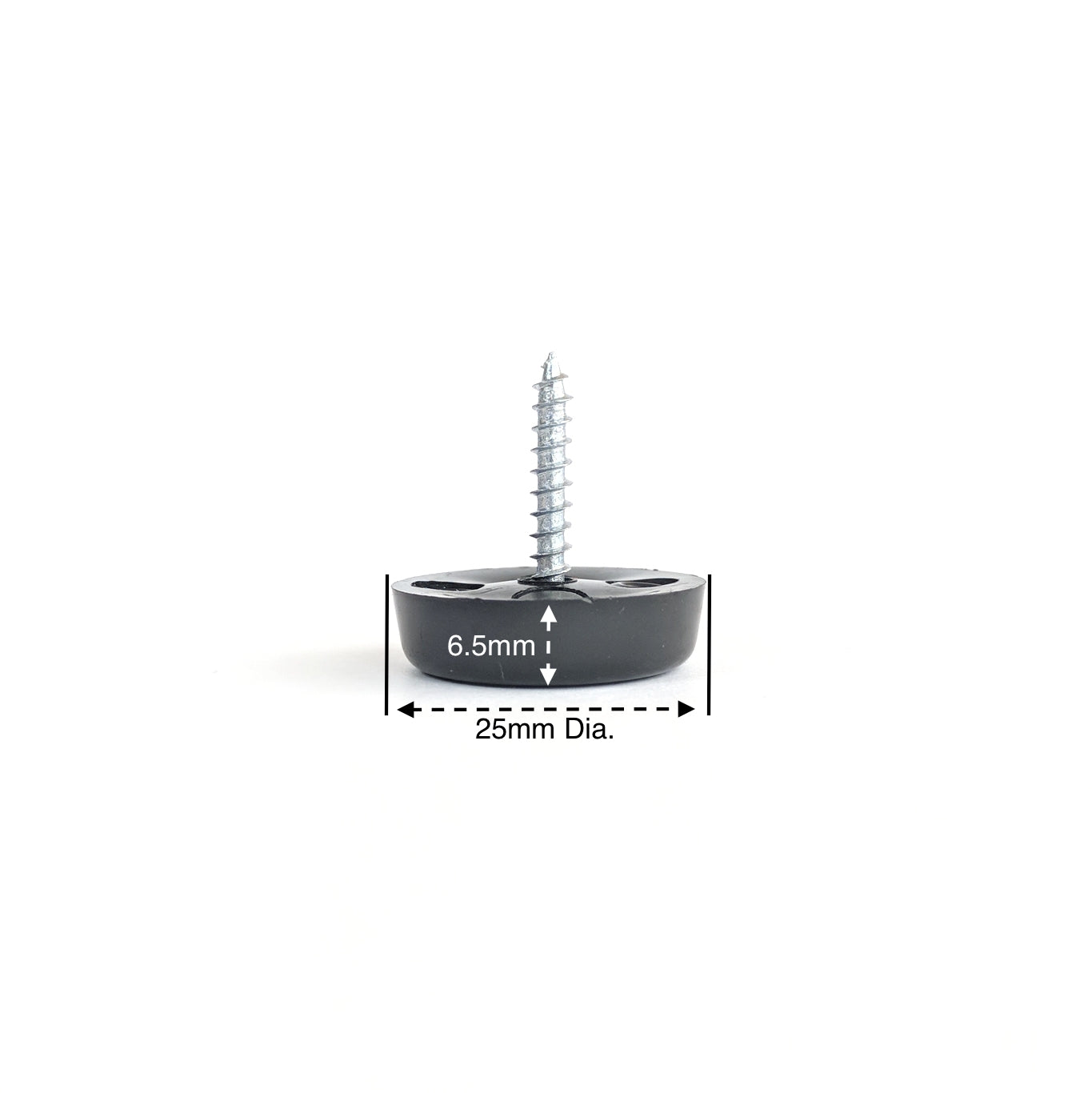 25mm Black Plastic Screw in Glides - Made in Germany - Keay Vital Parts