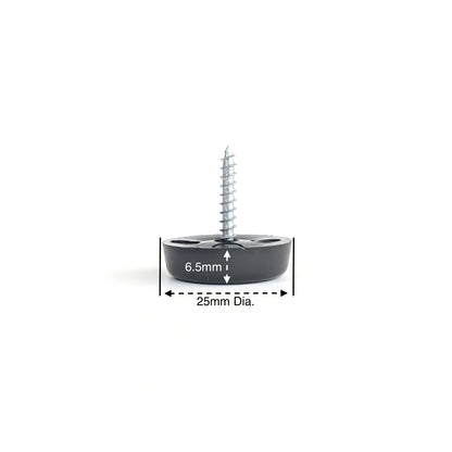25mm Black Plastic Screw in Glides - Made in Germany - Keay Vital Parts