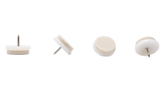 32mm Nail in Stiffened Wool Felt Glides / White- Made in Germany - Keay Vital Parts