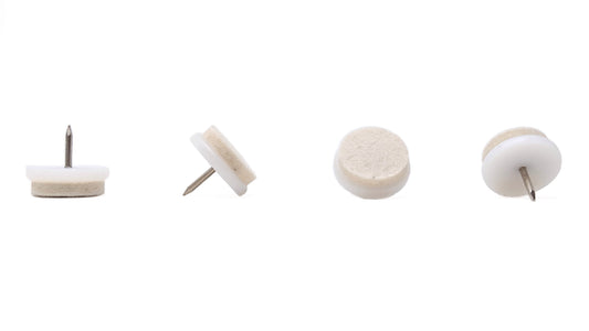 27mm Nail in Stiffened Wool Felt Glides / White - Made in Germany - Keay Vital Parts