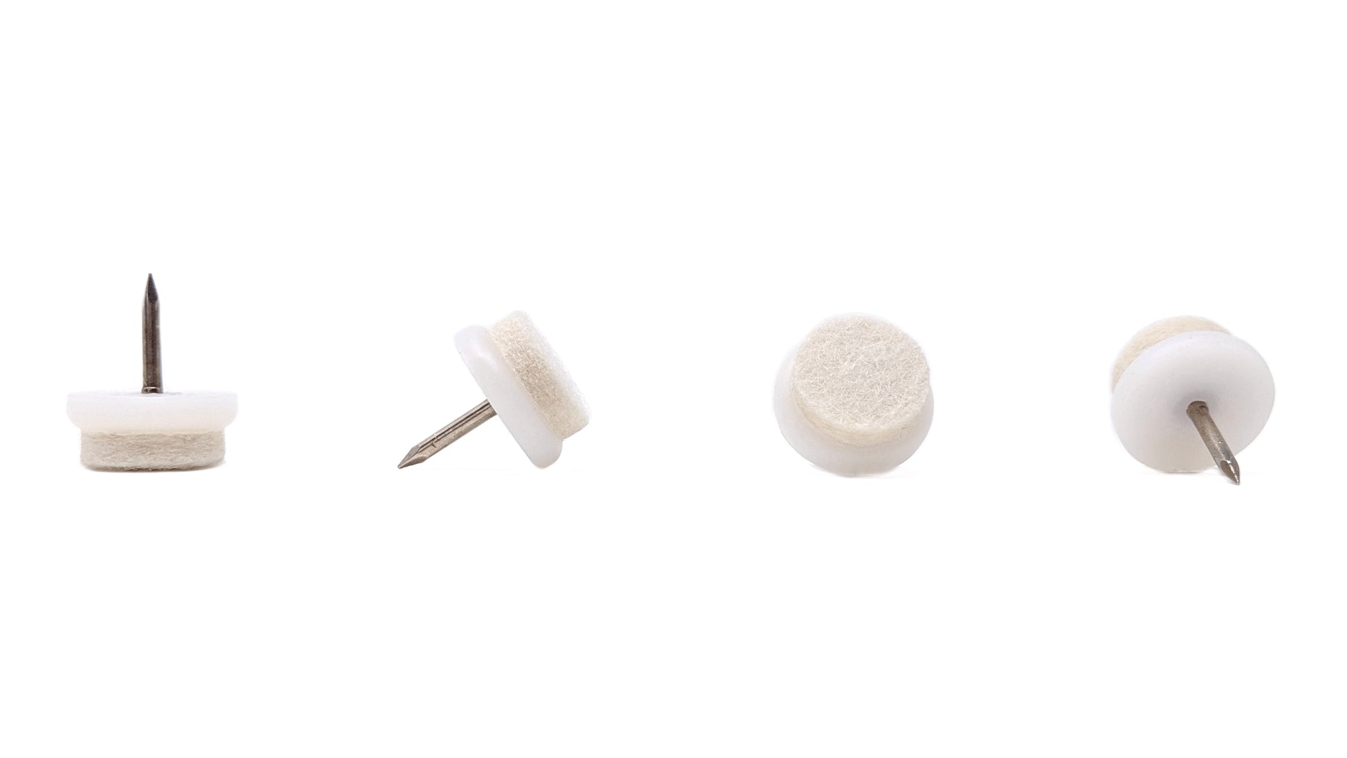 21mm Nail in Stiffened Wool Felt Glides / White - Made in Germany - Keay Vital Parts