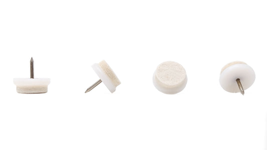 24mm Nail in Stiffened Wool Felt Glides / White - Made in Germany - Keay Vital Parts