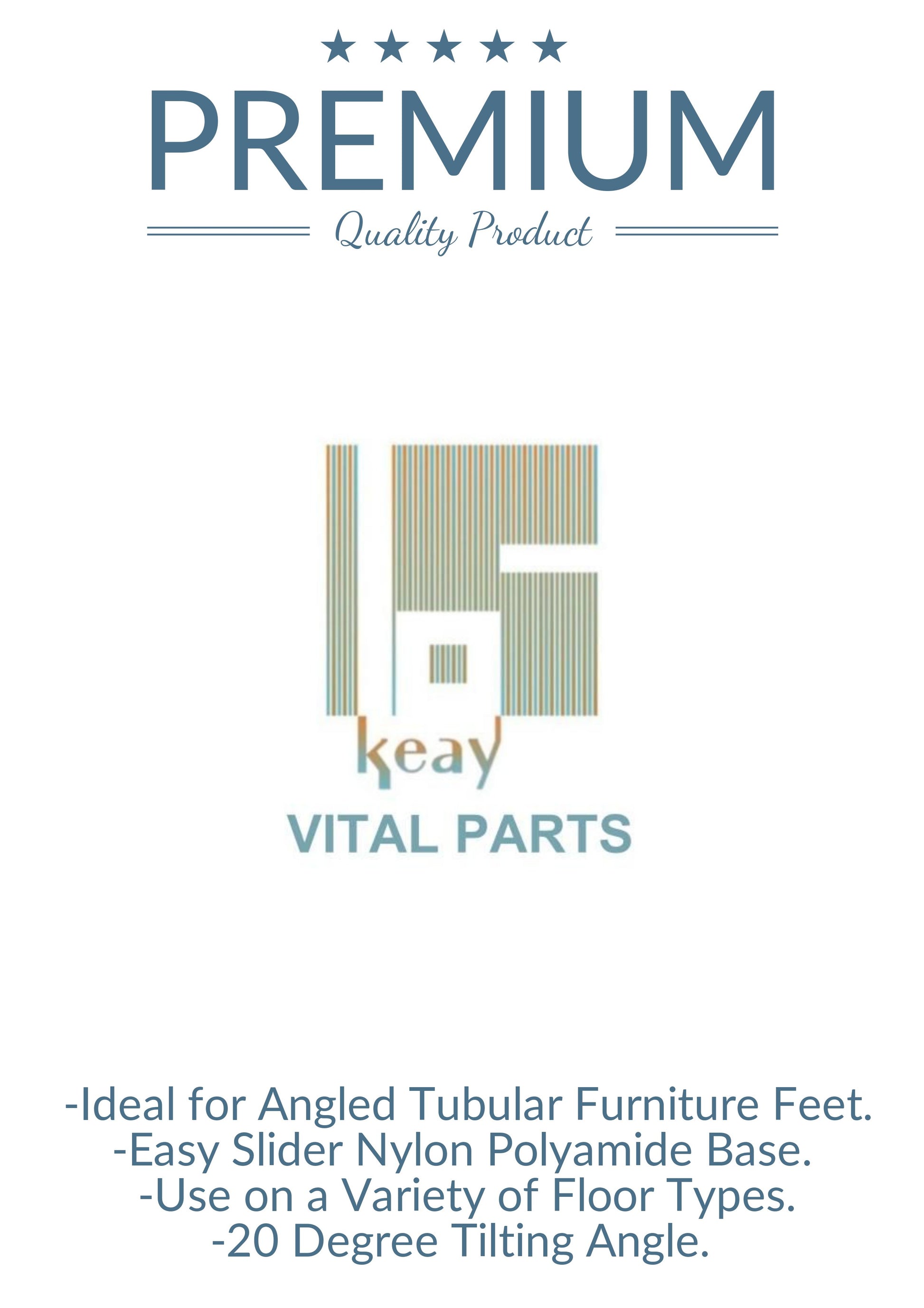 Metal Chair Leg Inserts Nylon Gliders (For tubes with 19mm Inside Diameter - Pad Size 27mm) Made in Germany | Keay Vital Parts - Keay Vital Parts
