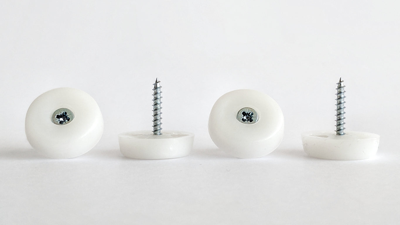 25mm White Plastic Screw in Glides - Made in Germany - Keay Vital Parts