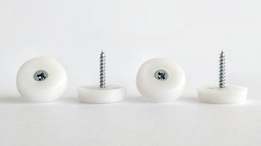 25mm White Plastic Screw in Glides - Made in Germany - Keay Vital Parts