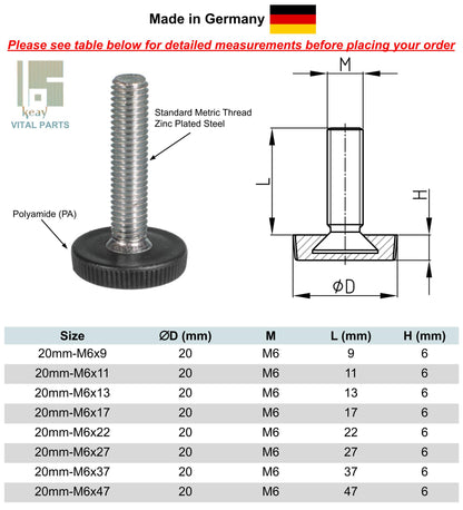 M6 Adjustable Feet Low Profile | Made in Germany | Keay Vital Parts