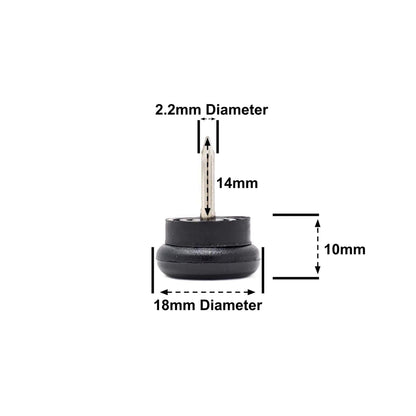 Nail-On Furniture Glides 18mm Black Nylon Base - Made in Germany