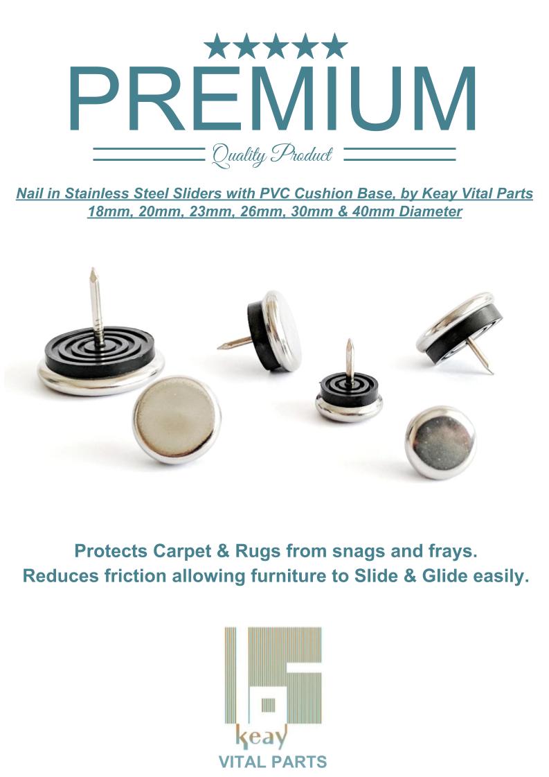 40mm Stainless Steel Furniture Gliders - Made in Germany - Keay Vital Parts