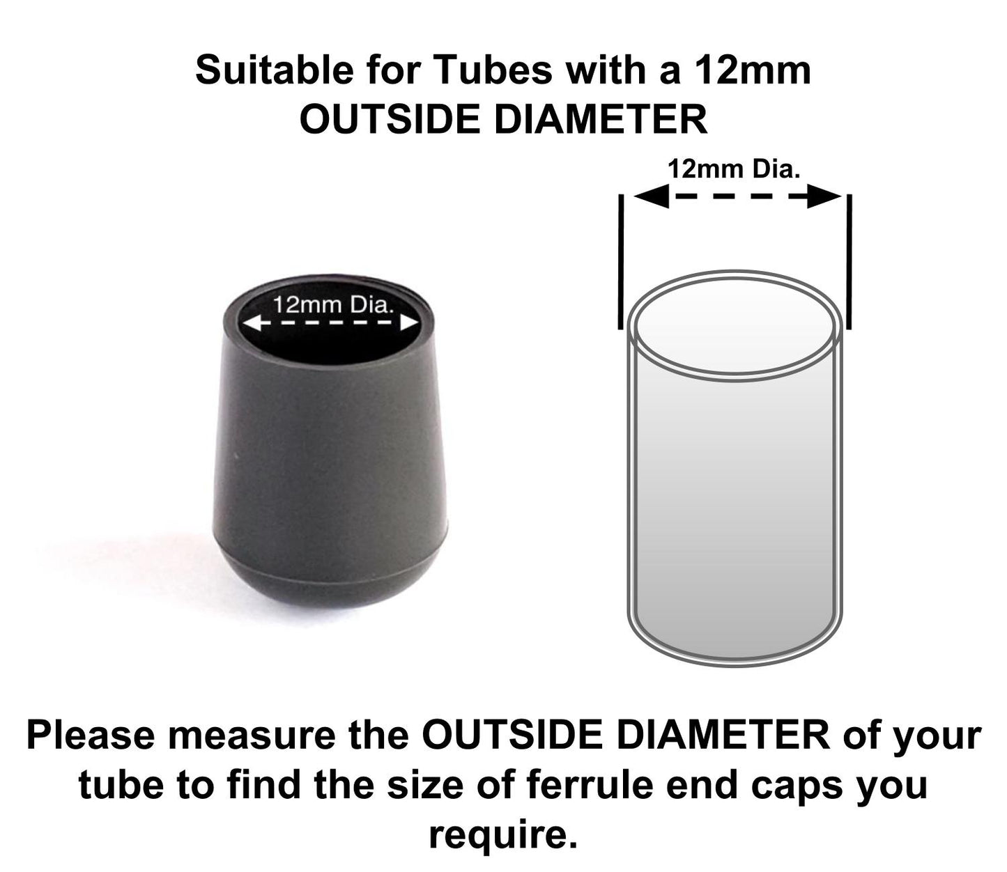 12mm Round Plastic Ferrules End Caps - Made in Germany - Keay Vital Parts