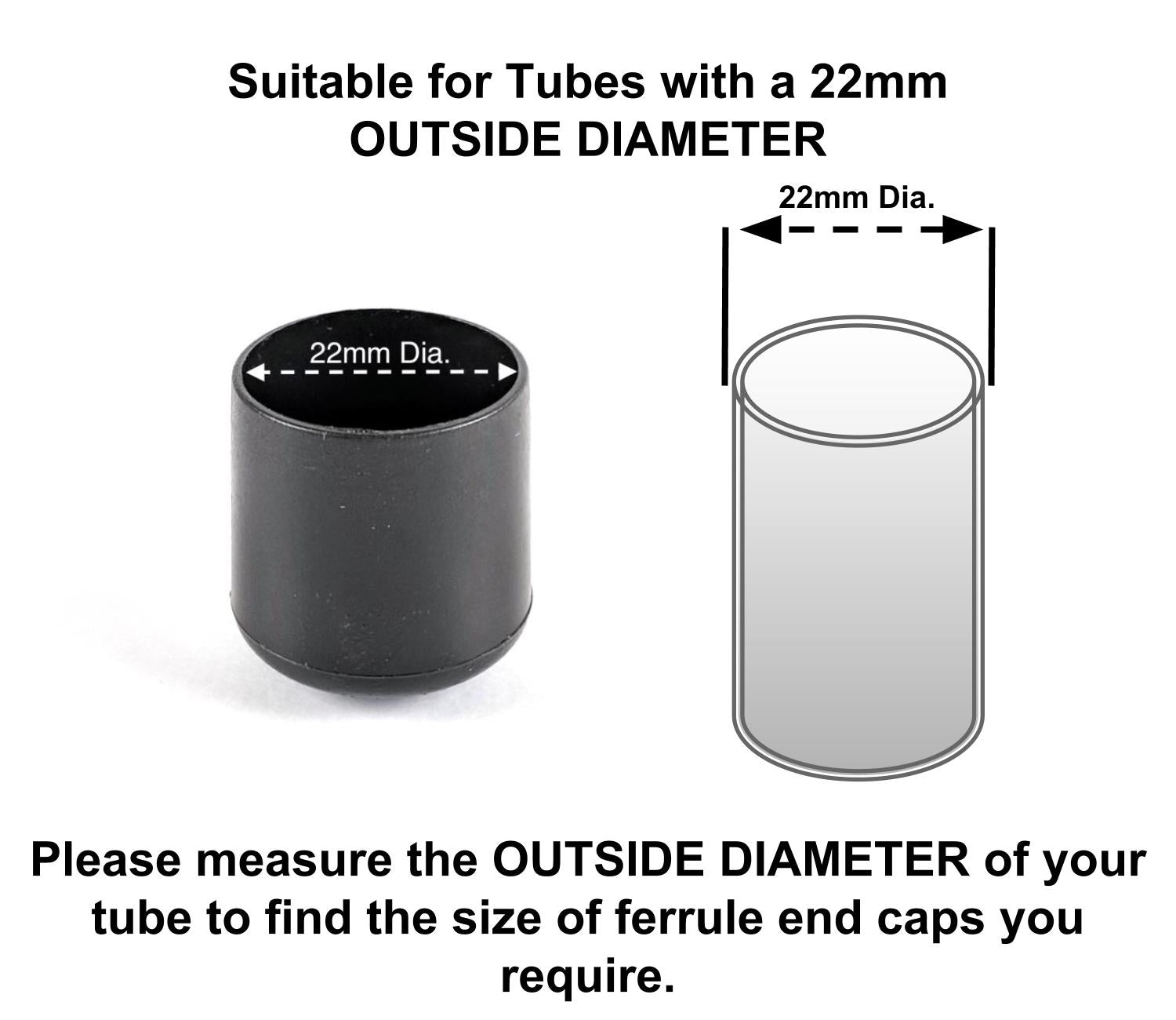 22mm Round Plastic Ferrules End Caps - Made in Germany - Keay Vital Parts