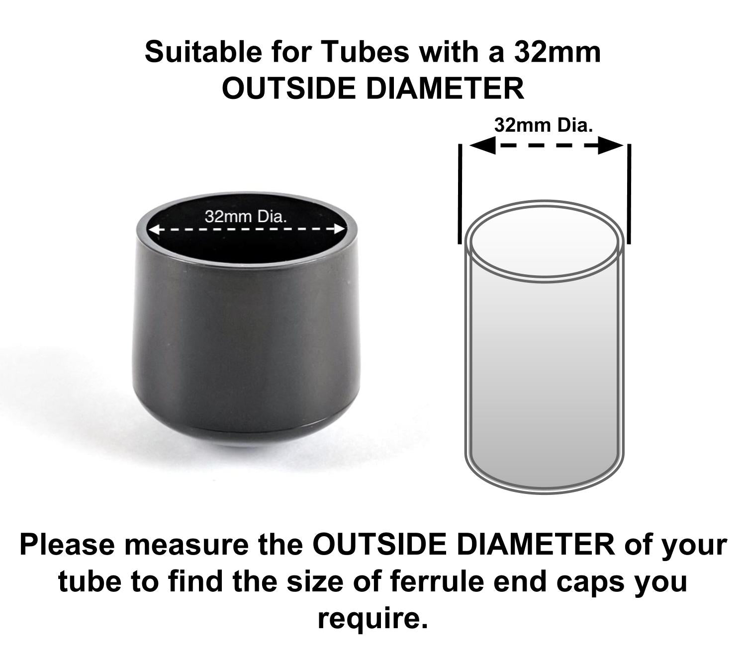 32mm Round Plastic Ferrules End Caps - Made in Germany - Keay Vital Parts