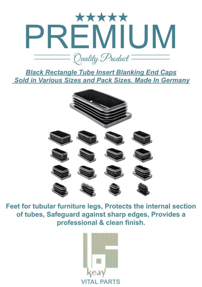 Rectangular Tube Inserts 50mm x 20mm Black | Made in Germany | Keay Vital Parts - Keay Vital Parts