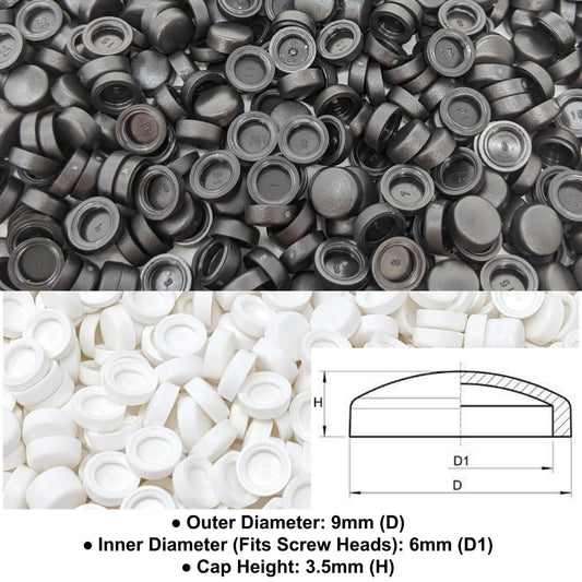 1. Screw Caps (Inner Diameter 6mm, Outer Diameter 9mm, Cap height 3.5mm) - Keay Vital Parts