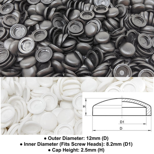 6. Screw Caps (Inner Diameter 8.2mm, Outer Diameter 12mm, Cap height 2.5mm) - Keay Vital Parts