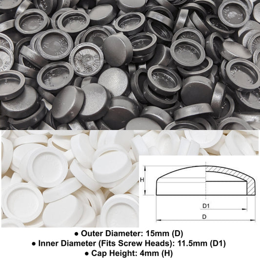 12. Screw Caps (Inner Diameter 11.5mm, Outer Diameter 15mm, Cap height 4mm) - Keay Vital Parts