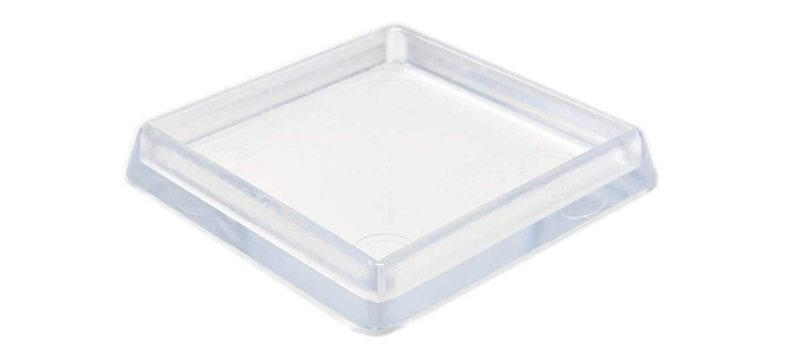 60x60mm Clear Square Furniture Leg Cups Floor Carpet Protector - Made in Germany - Keay Vital Parts