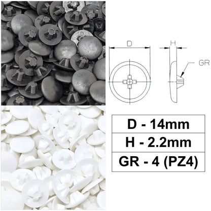 PZ4 Pozi Screw Caps Covers (14mm x 2.2mm) | Made in Germany | Keay Vital Parts