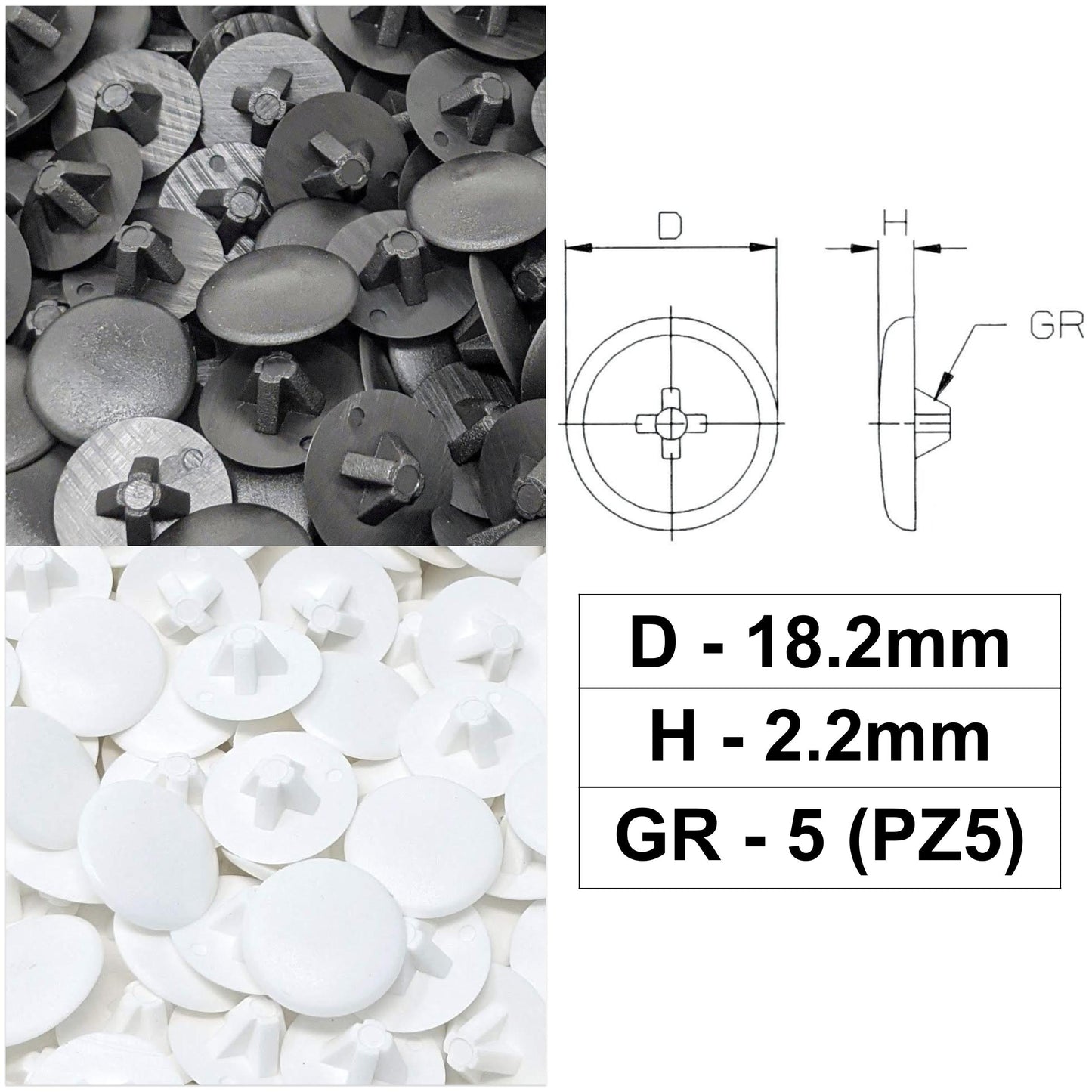 PZ5 Pozi Screw Caps Covers (18.2mm x 2.2mm) | Made in Germany | Keay Vital Parts