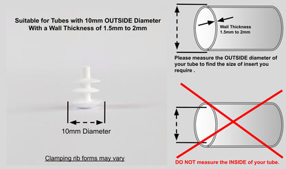 Thin Head Round Tube Insert 10mm White  | Made in Germany | Keay Vital Parts - Keay Vital Parts