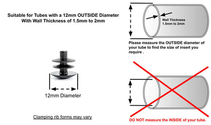 Thin Head Round Tube Insert 12mm Black  | Made in Germany | Keay Vital Parts - Keay Vital Parts