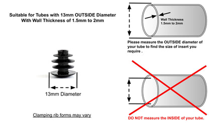 Thin Head Round Tube Insert 13mm Black  | Made in Germany | Keay Vital Parts - Keay Vital Parts