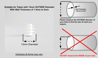 Thin Head Round Tube Insert 13mm White  | Made in Germany | Keay Vital Parts - Keay Vital Parts