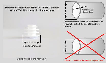 Thin Head Round Tube Insert 15mm White  | Made in Germany | Keay Vital Parts - Keay Vital Parts