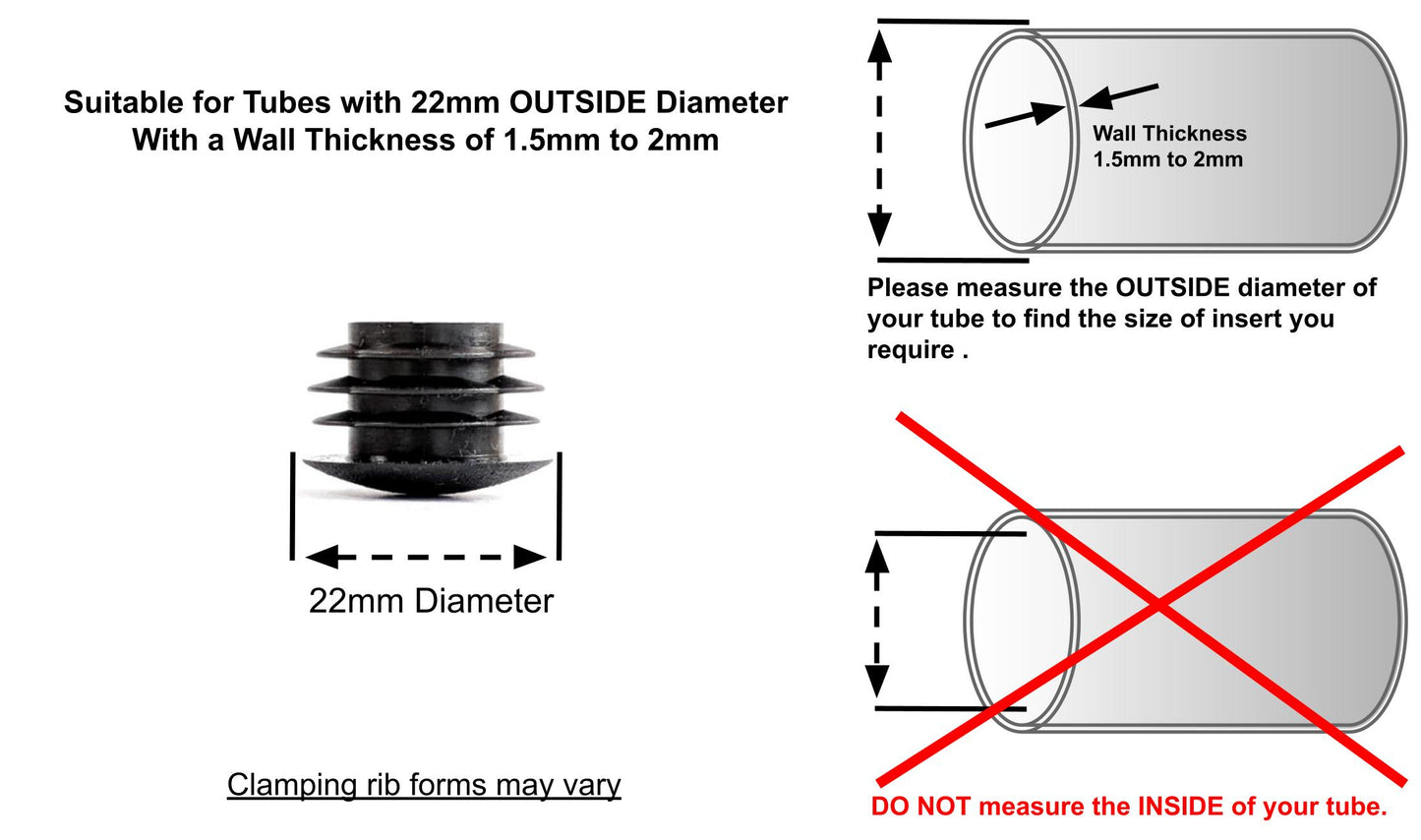 Thin Head Round Tube Insert 22mm Black  | Made in Germany | Keay Vital Parts - Keay Vital Parts