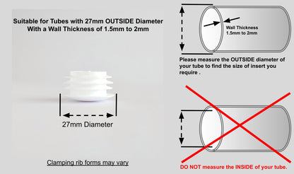 Thin Head Round Tube Insert 27mm White  | Made in Germany | Keay Vital Parts - Keay Vital Parts