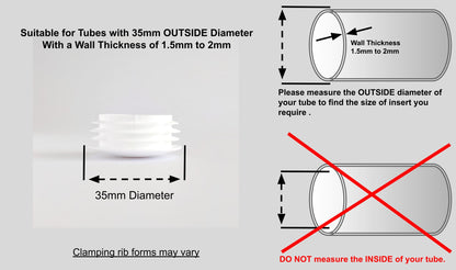 Thin Head Round Tube Insert 35mm White  | Made in Germany | Keay Vital Parts - Keay Vital Parts