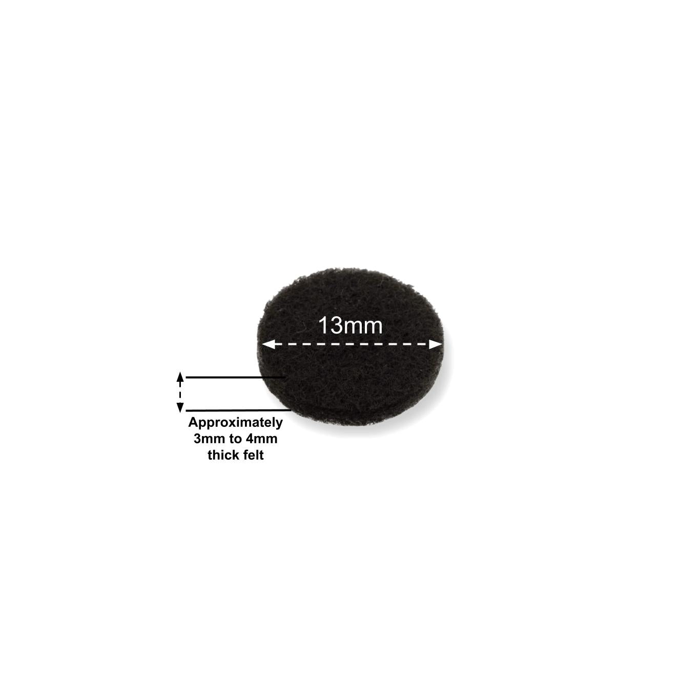 Felt Pads - Dark Brown Self Adhesive Stick on Felt - Round 13mm Diameter - Made in Germany