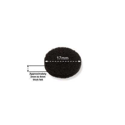 Felt Pads - Dark Brown Self Adhesive Stick on Felt - Round 17mm Diameter - Made in Germany