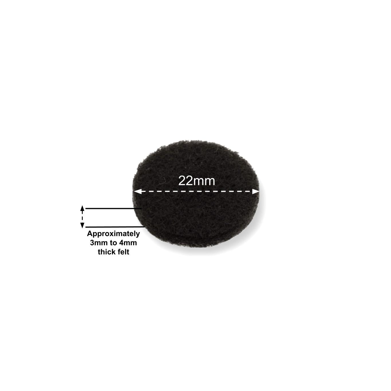 Felt Pads - Dark Brown Self Adhesive Stick on Felt - Round 22mm Diameter - Made in Germany