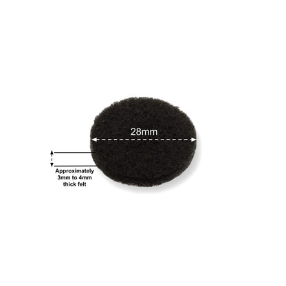 Felt Pads - Dark Brown Self Adhesive Stick on Felt - Round 28mm Diameter - Made in Germany