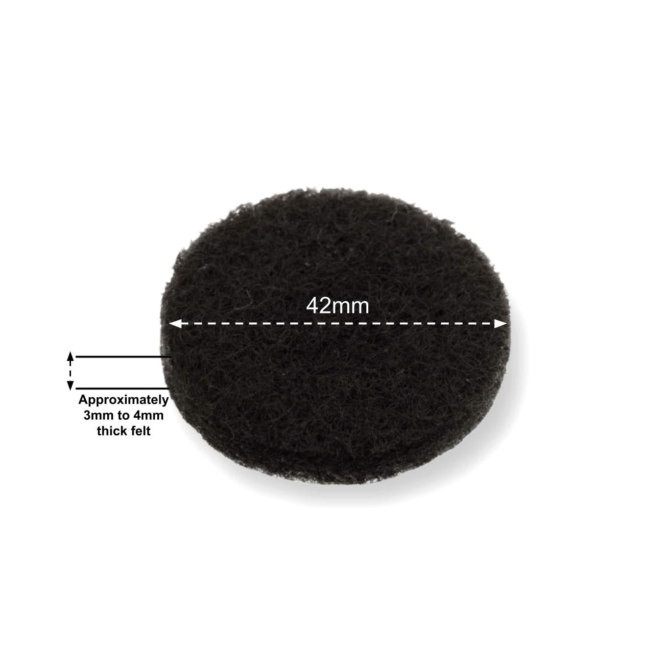 Felt Pads - Dark Brown Self Adhesive Stick on Felt - Round 42mm Diameter - Made in Germany