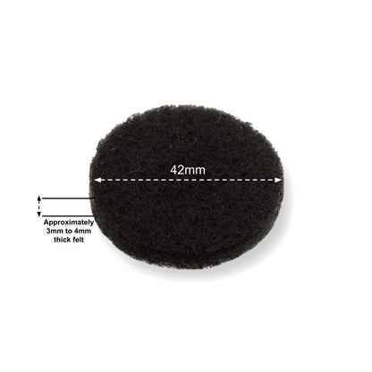 Felt Pads - Dark Brown Self Adhesive Stick on Felt - Round 42mm Diameter - Made in Germany
